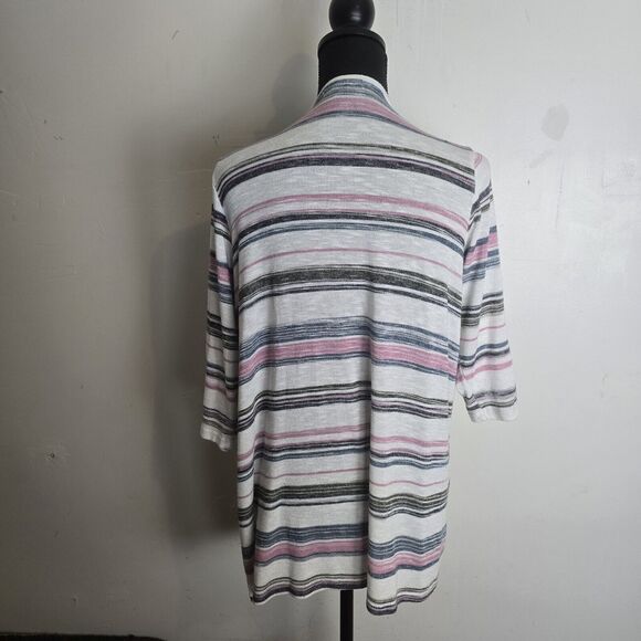 Torrid Multi Stripe Slub Knit Cardigan Size 1X Open 3/4 Sleeved Lightweight - Picture 7 of 11